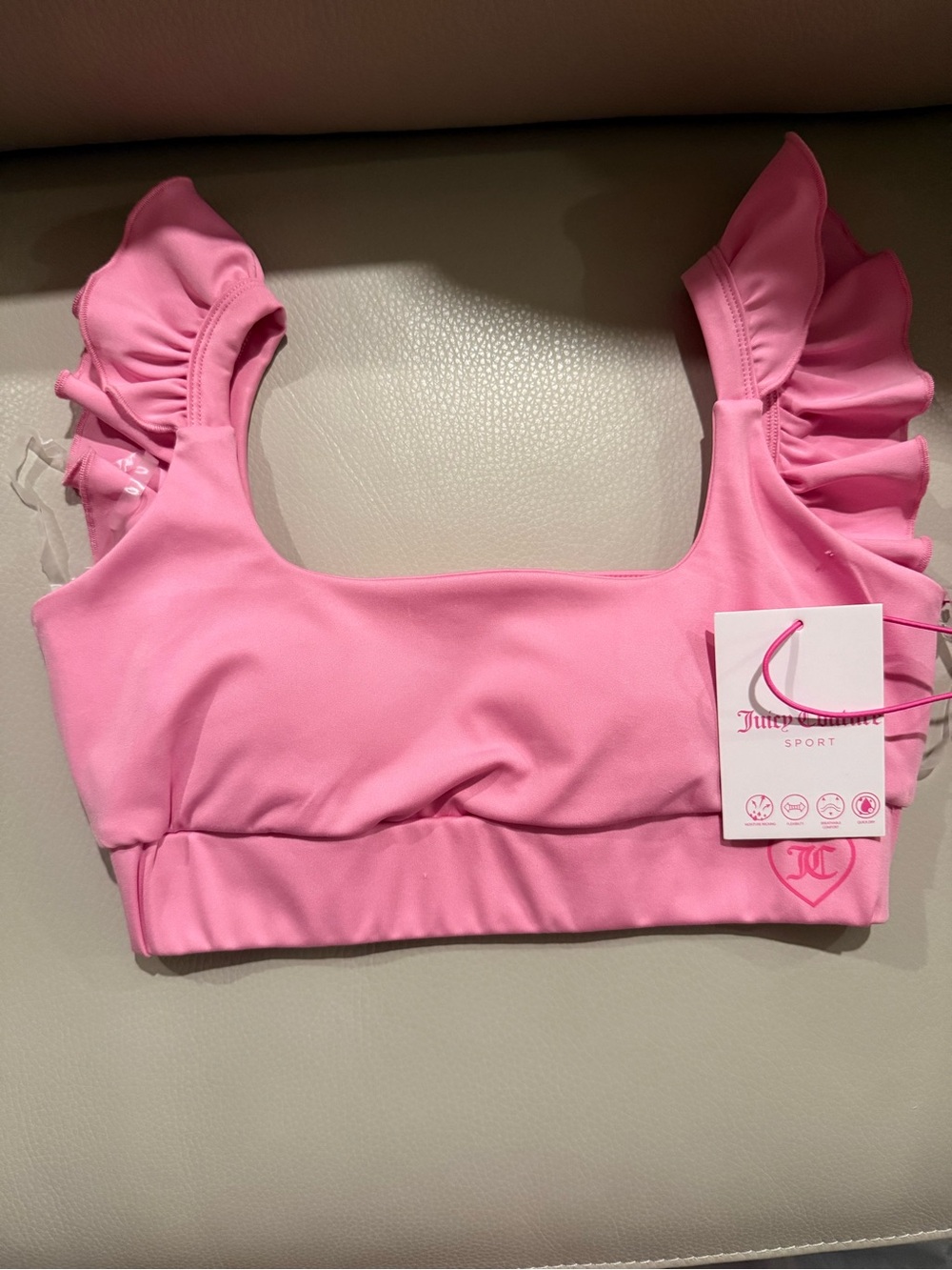 Juicy Couture Pink Ruffle Strap Sports bra